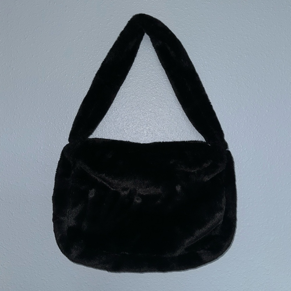 Black Fluffy Shoulder Bag